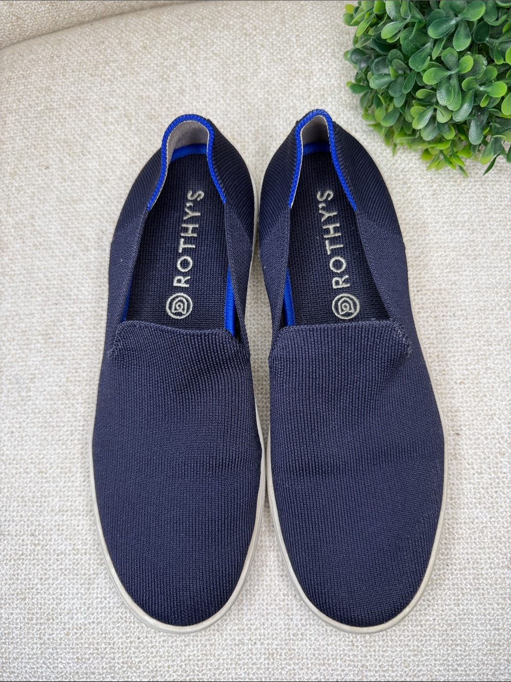 Rothy's Women’s Navy Knit Slip-On Sneakers / Loafers size 9